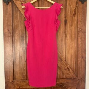 Calvin Klein Hot Pink Ruffle Midi Dress